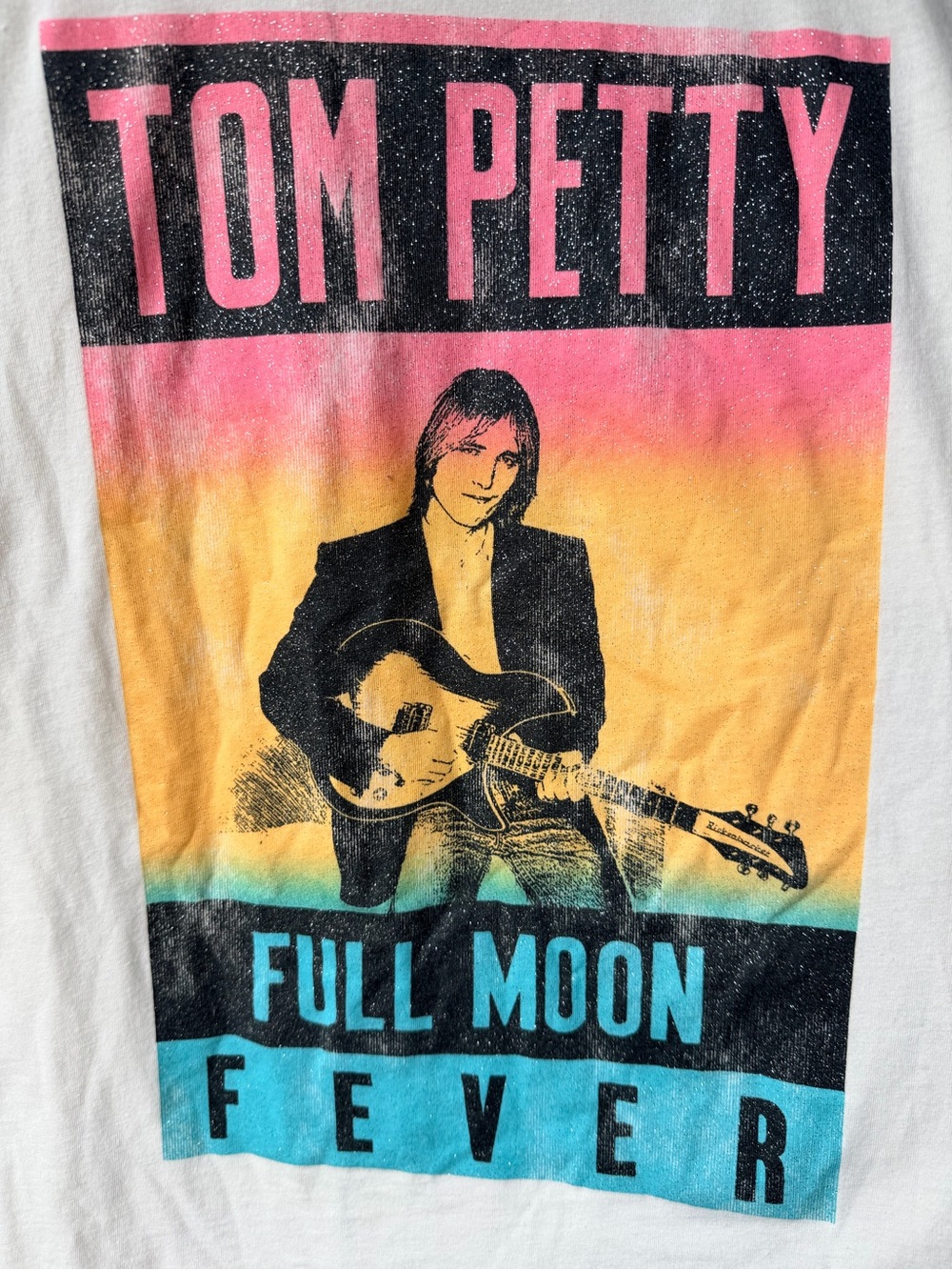 Tom Petty Full Moon Fever Graphic Band Tee White Retro Concert Shirt Size L